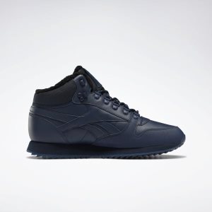 Adidasy Męskie Reebok Classic Leather Mid Ripple Granatowe/Królewski Niebieski PL 19YDVHG